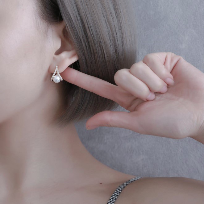 Bông tai bạc nữ đính đá thời trang K028, Chất liệu bạc cao cấp - Trang sức bạc Evasilver