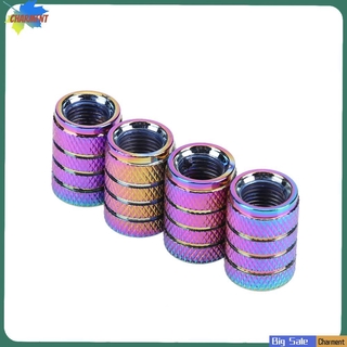 Bộ 4 Nắp Van Bánh Xe 3 Lỗ Bằng Nhôm Màu Sắc Cầu Vồng