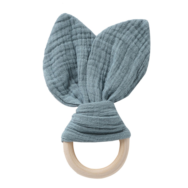 Đồ Chơi Vòng Gặm Bằng Cotton Mềm Hình Tai Thỏ Dễ Thương Thoải Mái Cho Bé Sơ Sinh