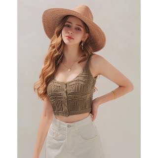 Áo croptop dệt kim 2 dây nữ Air Space 2120121023