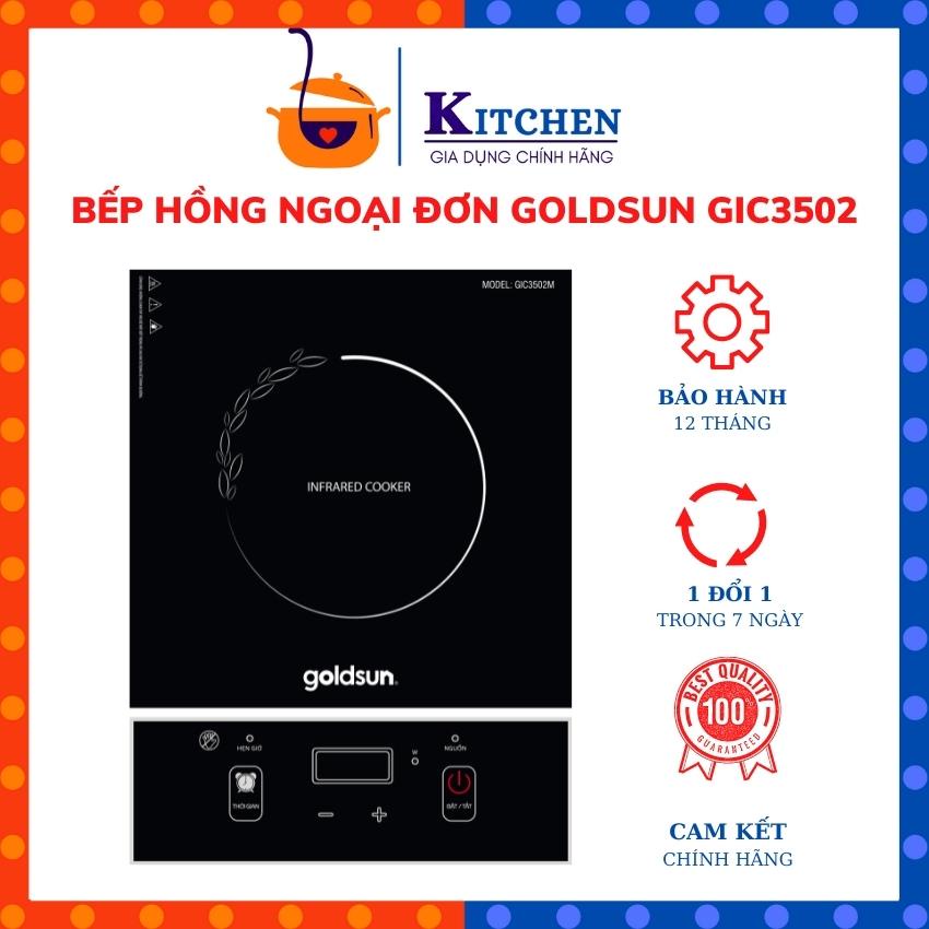 Bếp hồng ngoại đơn Goldsun GIC3502 mặt kính chịu nhiệt, điều khiển cảm ứng, công suất 2000w, khóa an toàn, BH 12 tháng