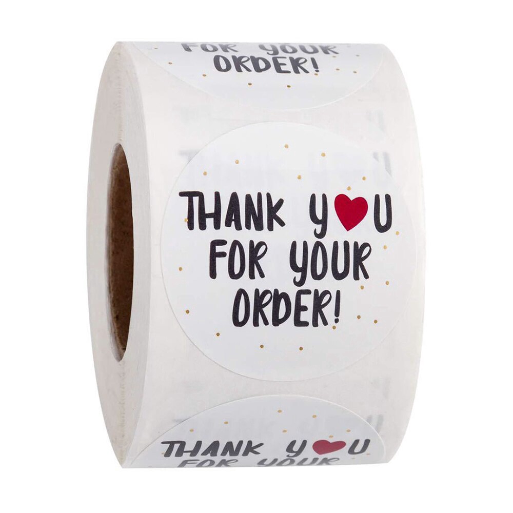 Bộ 500 miếng dán tròn in chữ Thank you for your order xinh xắn