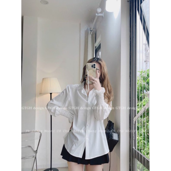 Áo sơmi trắng tay chun
