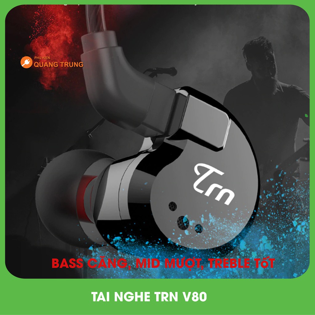 Tai nghe TRN V80 hifi,có mic,2 driver DD và 2 driver BA