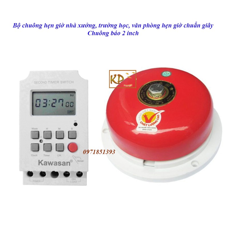 Bộ chuông báo giờ nhà xưởng, trường học, văn phòng 2 inch (hẹn giờ chuẩn giây) TS17S-2IN