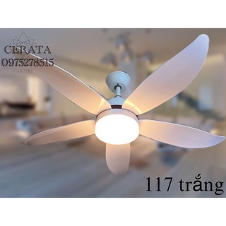 Quạt Trần CERATA  5 Cánh Trắng, 6 Cấp Độ Gió, Công Xuất 90W, Có Đèn LED, Có Điều Từ Xa [ Tặng Kèm Móc-Bảo Hành 5 Năm]