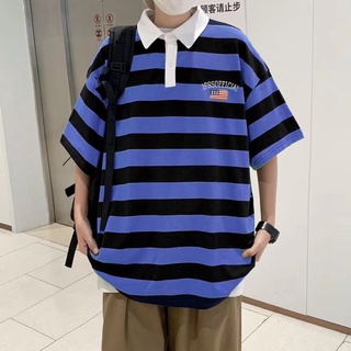 Áo polo Tay Ngắn Vải cotton Kẻ Sọc Thời Trang Mùa Hè Cho Nam