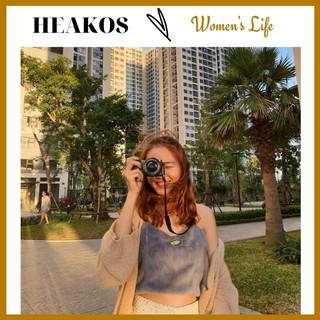 Áo croptop nữ kiểu tay ngắn có cổ heakos, áo croptop hàn quốc đẹp sang chảnh heakos