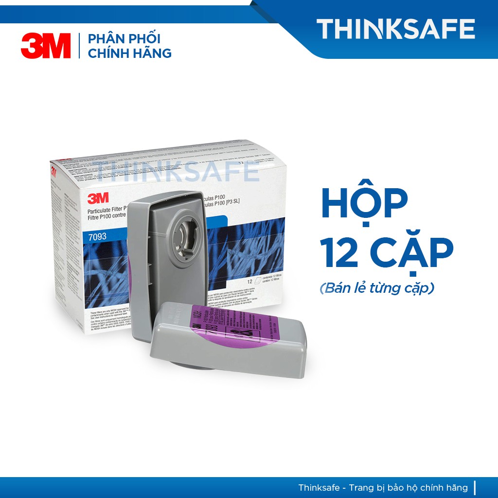 Phin lọc 3M Thinksafe, chuyên dùng phòng dịch, chống độc, chống giọt bắn, tiêu chuẩn P100/ N95, chính hãng - 3M 7093