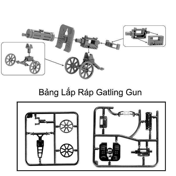 Bộ lắp ráp mô hình Chiến Xa Pháo Battlefield Cannon và GatlingGun
