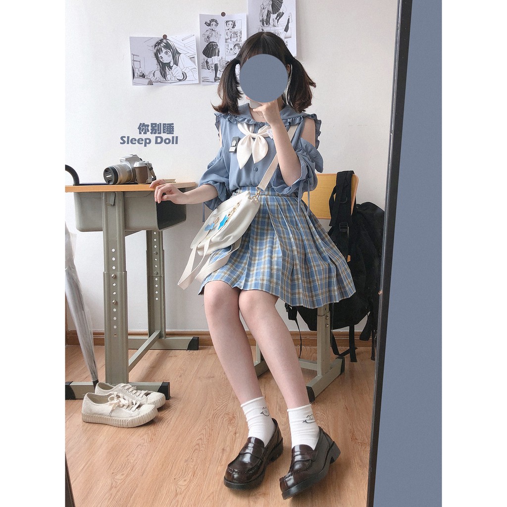 Áo blouse BL voan, cổ thủy thủ, tay lỡ cách điệu dễ thương quá trời quá đất