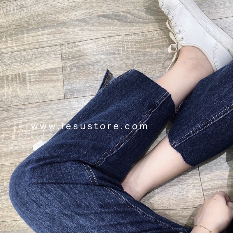 ẢNH TỰ CHỤP Quần jeans ống đứng lai cắt xẻ dài 86cm