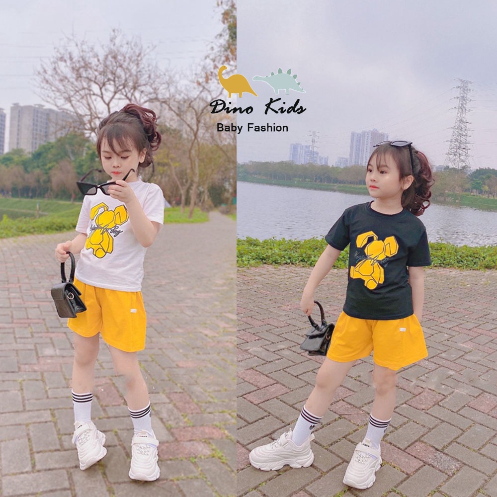 XẢ HÀNG Bộ cộc tay bé gái, bộ quần áo thỏ vàng chất cotton xịn xò cho bé size 8-35kg