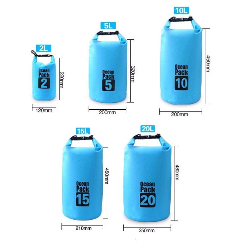 Túi chống nước tuyệt đối 100%, 5L, chất liệu cao cấp SPORTY (Xanh biển)