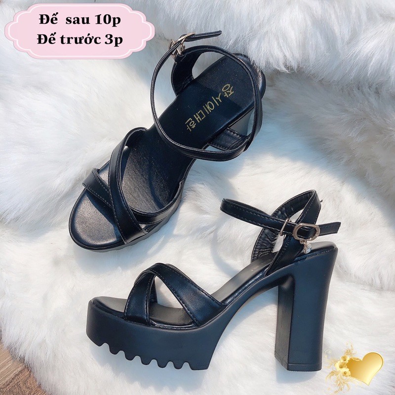 sandal nữ cao gót 10 phân/ guốc cao gót cao 10cm độn đế trước dễ đi