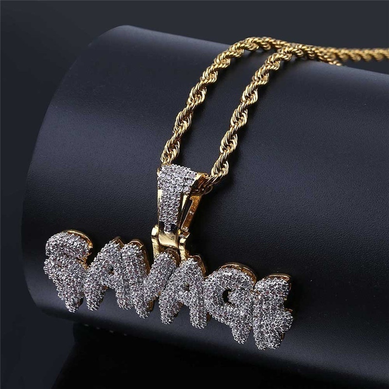 SAVAGE Necklace Brass Gold Micropavé Cubic Zirconia Men's Rope Chain