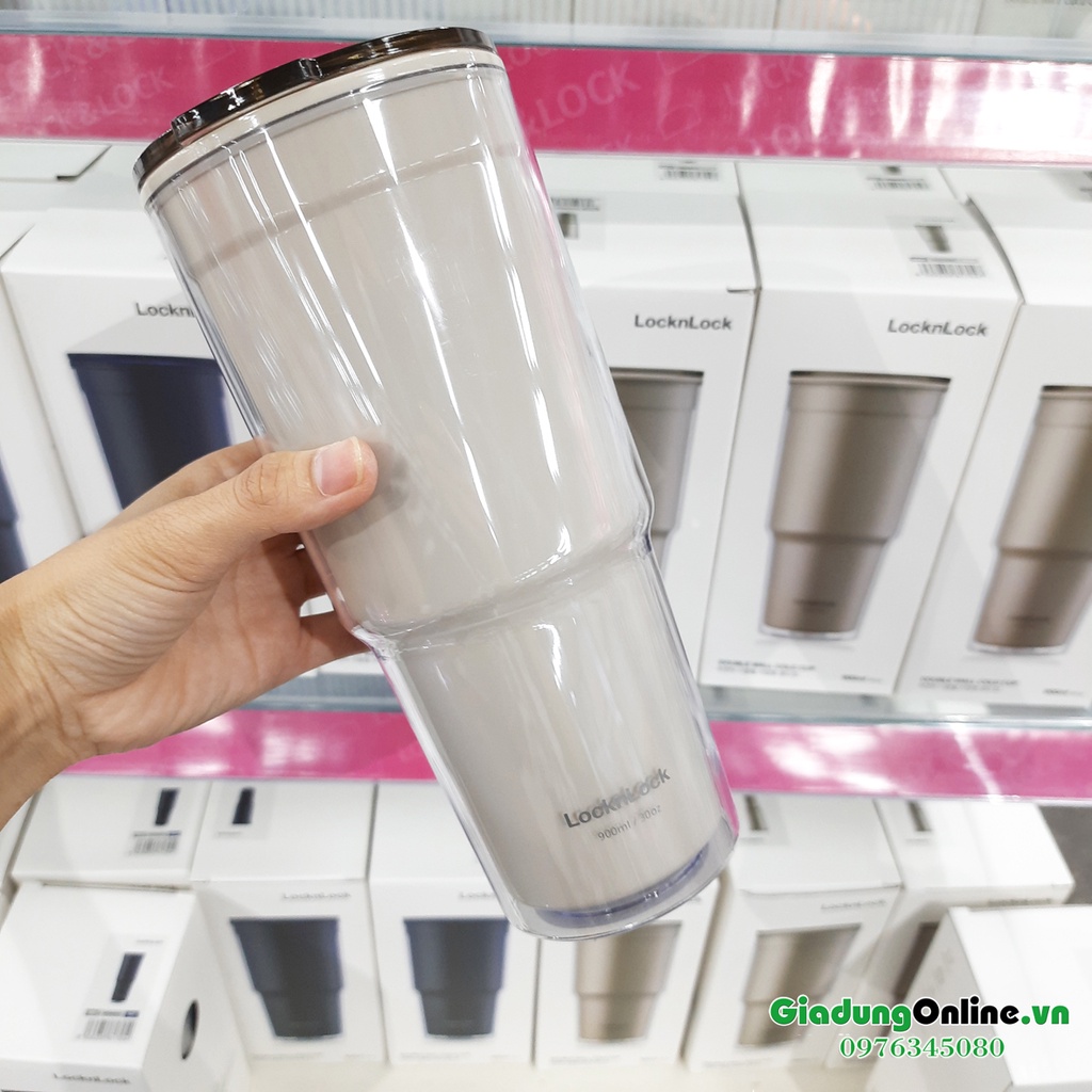 [Lock&amp;Lock] Ly Nhựa 2 lớp LocknLock Double Wall Cold Cup HAP502 900ml