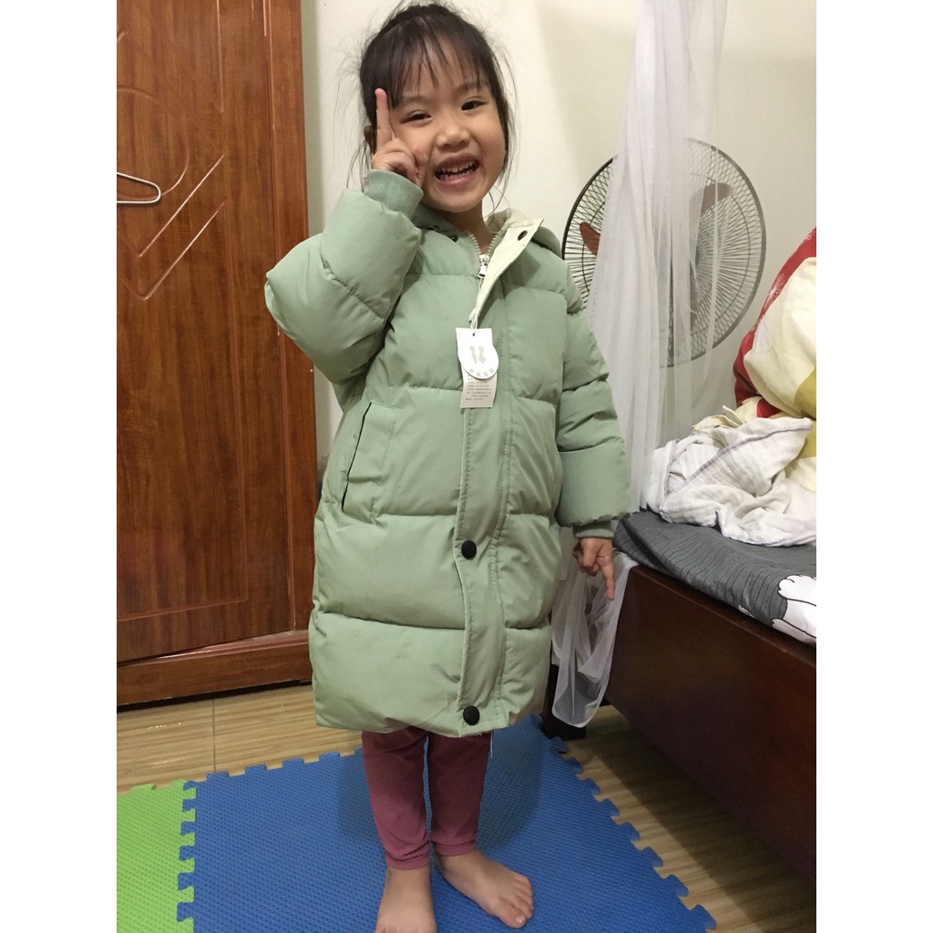 Áo Khoác Phao Dáng Dài Phong Cách Hàn Quốc Cho Bé Trai - Bé Gái Size 10-45kg