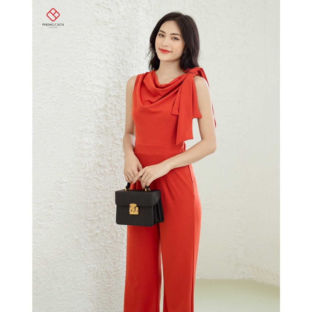Jumpsuit dài cổ đỗ nơ vai SJ1156 - Phong Cách SAIGON
