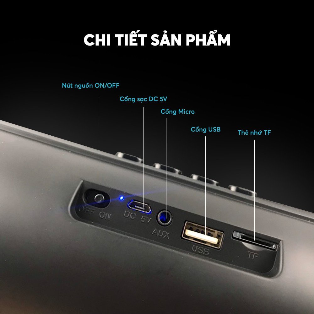 Loa nghe nhạc bluetooth bass khủng hát karaoke cao cấp GrownTech KM203 chịu nước tốt có đền led kết nối 2 thiết bị at170