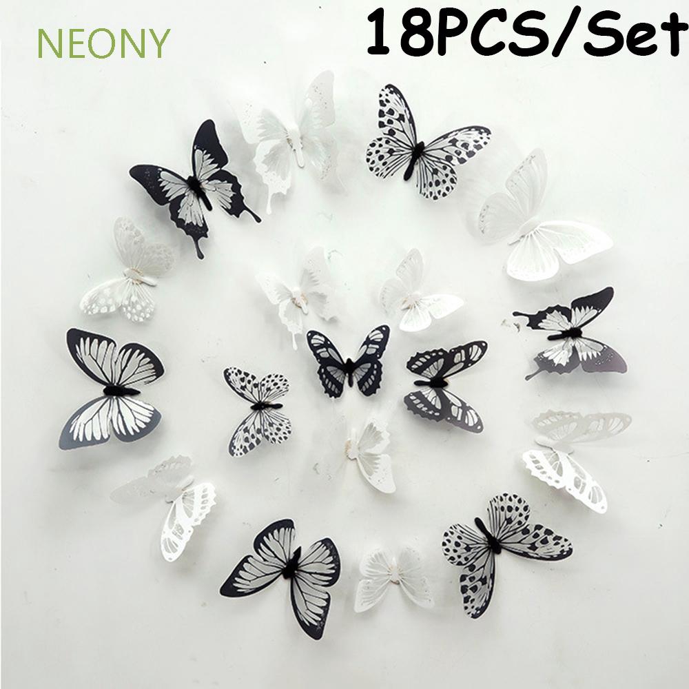 Set 18 Sticker Dán Tường Họa Tiết Hình Con Bướm 3d Dùng Trong Trang Trí Tiệc Giáng Sinh