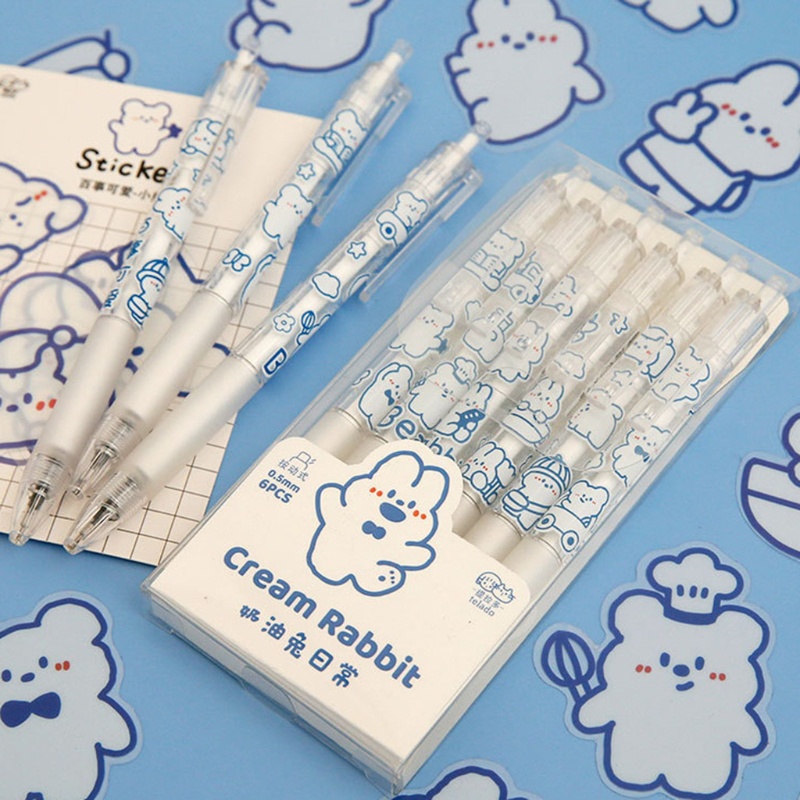 Bộ 6 Cây Bút Mực Gel Màu Đen Ngòi 0 5mm Có Thể Thu Gọn Tiện Dụng