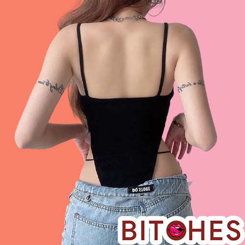 Bodysuit 2 dây đen kèm dây cột hông phong cách sexy-BITCHES | BigBuy360 - bigbuy360.vn
