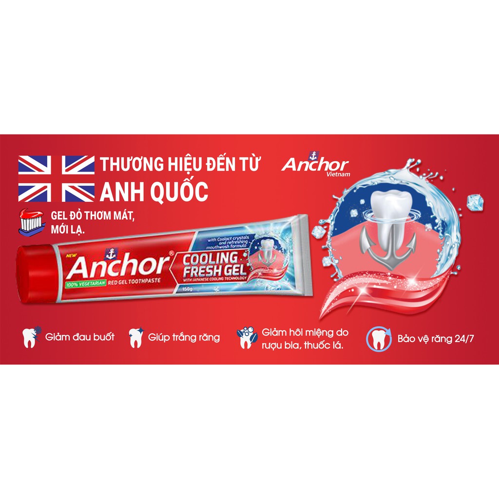 [TẶNG BÀN CHẢI]Kem Đánh Răng Cho Răng Ê Buốt, Nhạy Cảm Anchor Cooling Fresh Gel - 150g