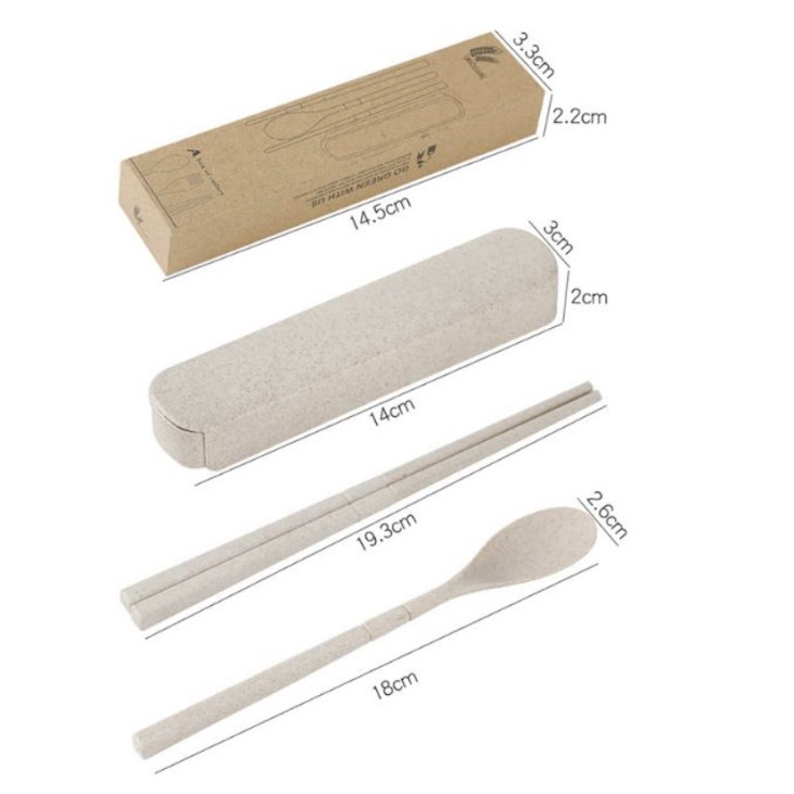 Bộ Set Đũa Thìa Lúa Mạch Gấp Gọn Cho Dân Văn Phòng, Mang Theo Đi Du Lịch - Giao Màu Ngẫu Nhiên