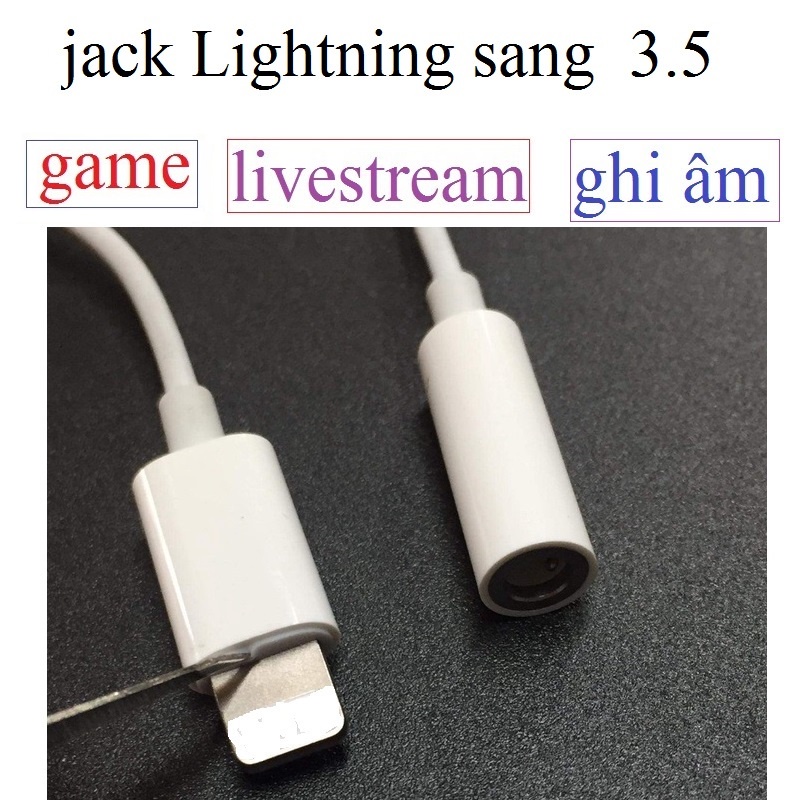 jack chuyển đổi Lightning sang 3.5 tiêu chuẩn MFi (cắm là nhận, không kết nối Bluetooth)