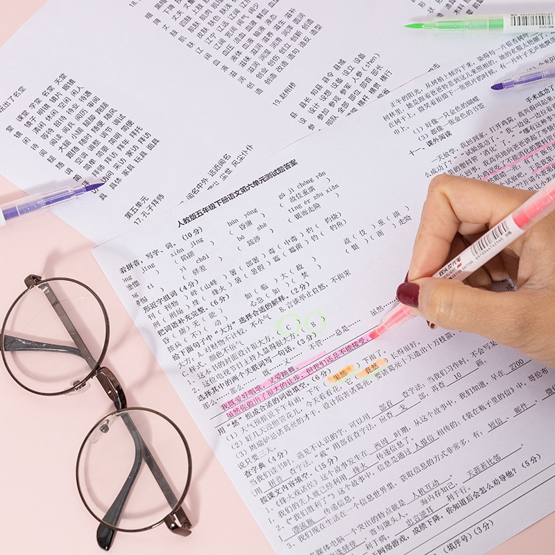 Set 6 bút highlight 2 đầu tiện dụng