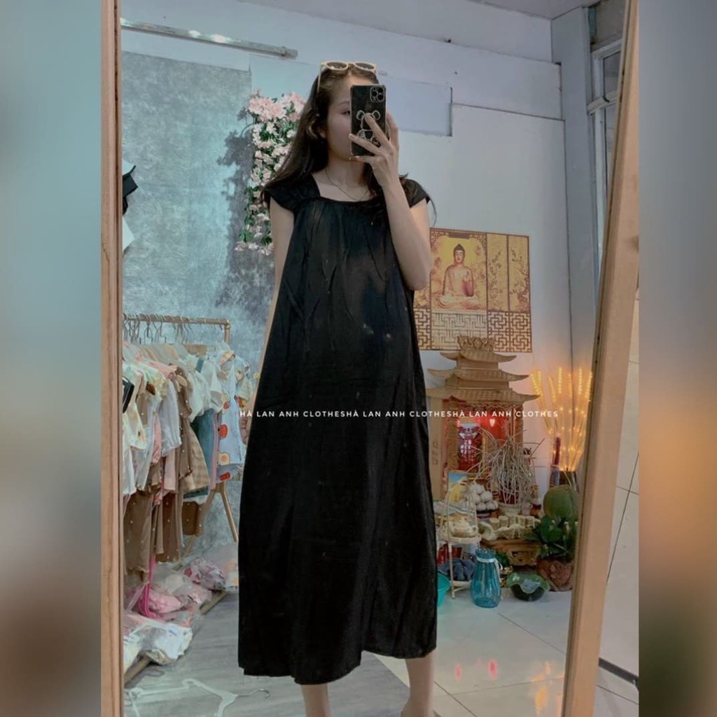Đầm Bầu Váy Bầu Mùa Hè Sát Nách Tay Hến Dáng Dài Đi Biển Mặc Ở Nhà Xinh Xắn HD2703 Honey Mommy