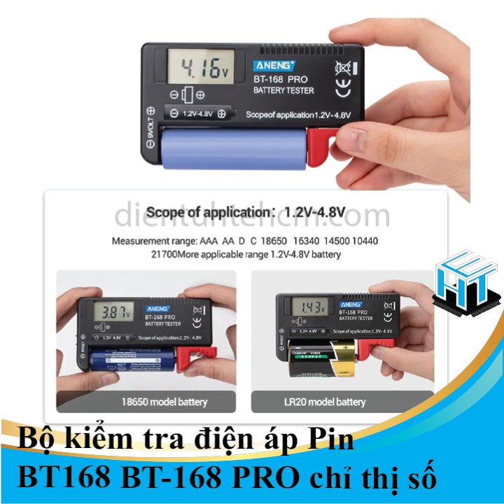 Bộ kiểm tra điện áp Pin BT168 BT-168 PRO chỉ thị số