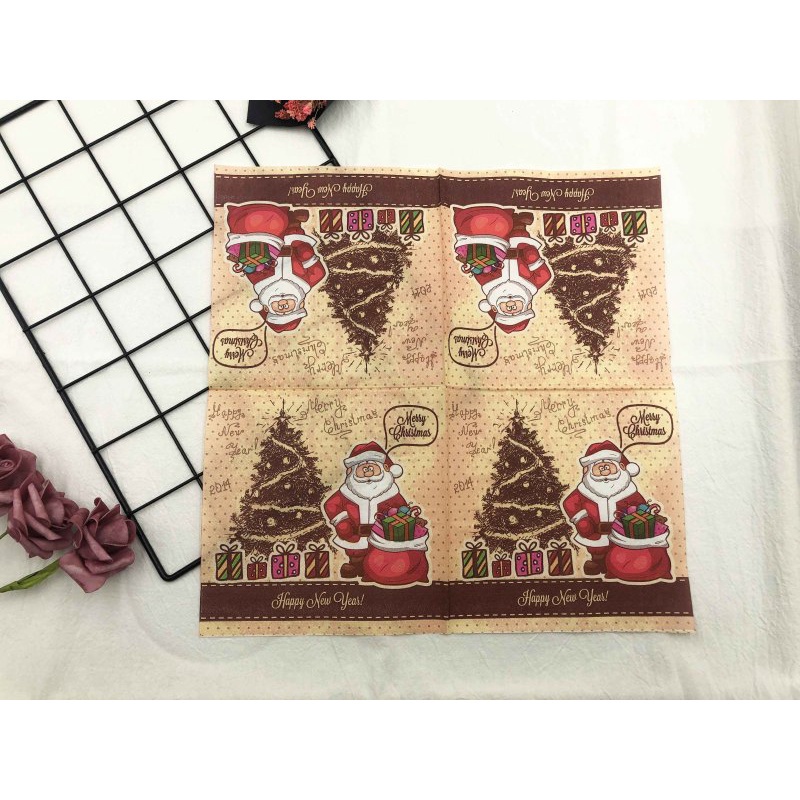 Set 20 Khăn Ăn In Họa Tiết Giáng Sinh Nhiều Màu Sắc