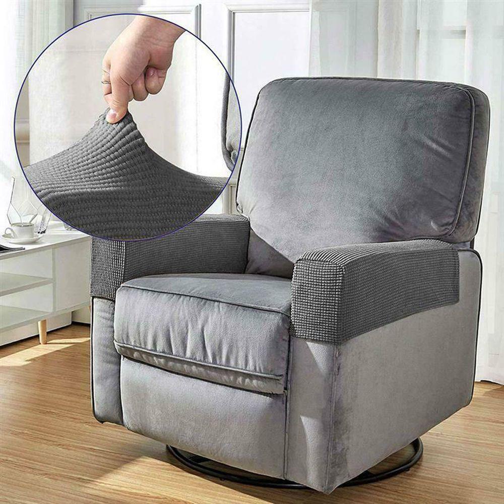 Bộ 2 Vỏ Bọc Tay Vịn Ghế Sofa Chất Lượng Cao Co Giãn Màu Trơn Có Thể Tháo Rời