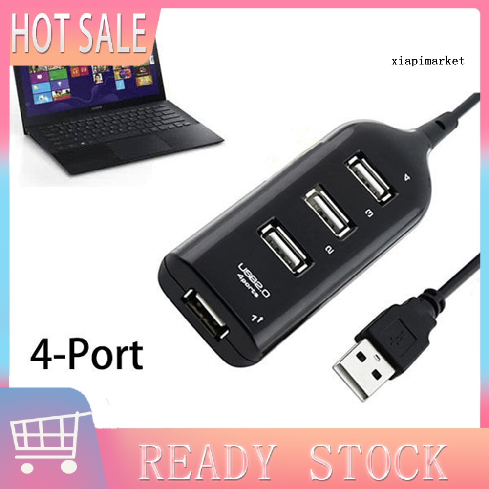 LOP_Black USB 2.0 Hi-Speed 4-Port Splitter Hub Adapter for PC Computer Multi-purpose