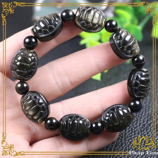 [Hàng Hiếm] Vòng Tay Mai Rùa Đá Obsidian Vàng Đen Cao Cấp - Trang Sức Phong Thủy (SuSu)