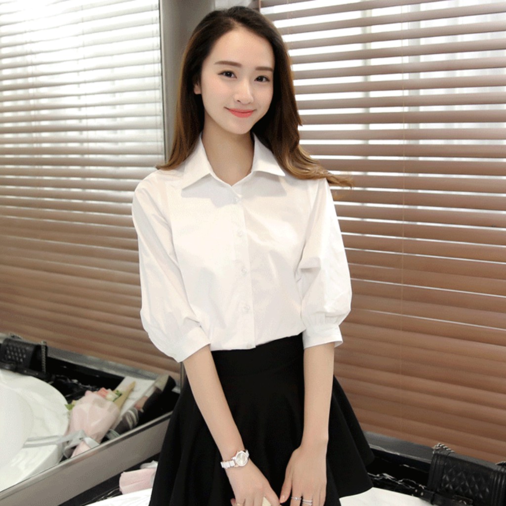 Áo sơ mi nữ kiểu công sở tay ngắn đẹp form rộng T18 STORE  SM03