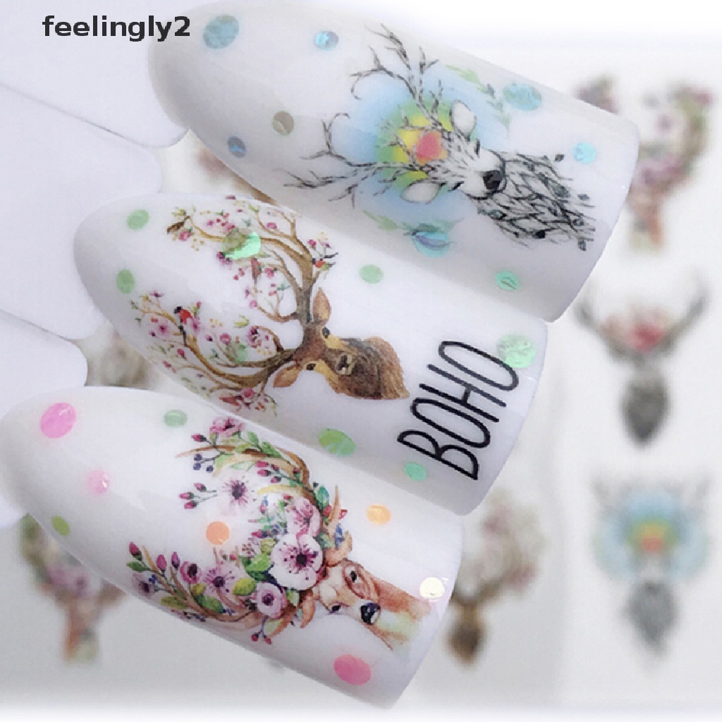 Set 2 miếng dán trang trí móng tay họa tiết sói cá tính