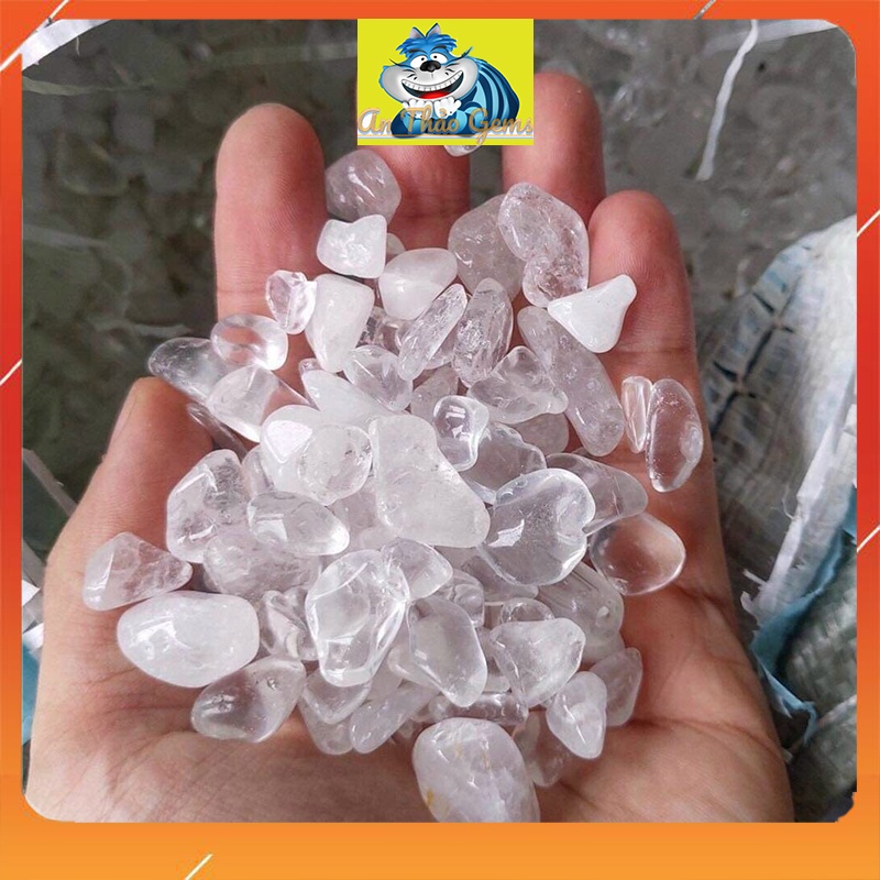 Đá Vụn Màu Trắng - Clear Quartz, Đá Thanh Tẩy, Vụn Đá Phong Thuỷ Dùng Trang Trí, Thả Bể Cá, Làm Đồ Vật May Mắn