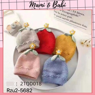 Mũ len mẫu bông hoa cho bé 0-6 tháng