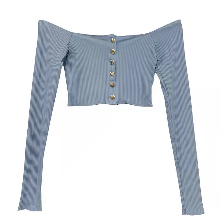 Áo croptop Tay Dài Thiết Kế Trễ Vai Quyến Rũ