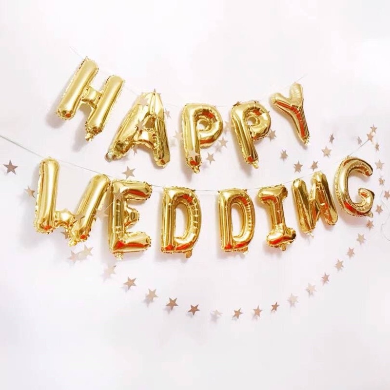 Bóng Chữ Happy Wedding Trang Trí Đám Cưới ( Loại Đẹp)