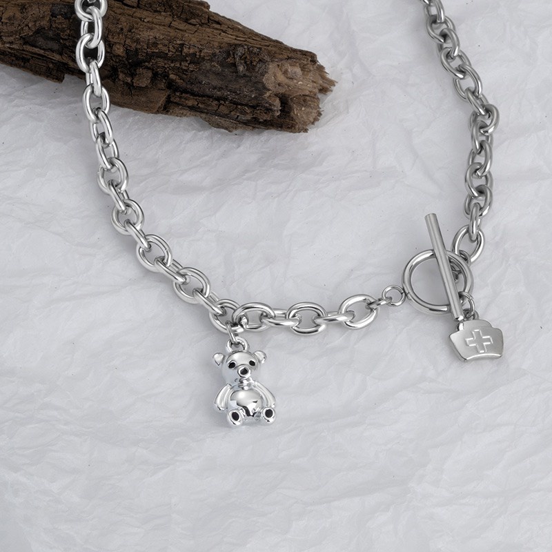 Vòng Tay Lắc Tay Dạng Dây Chuỗi Thiết Kế Khóa Gài Gấu Bear Đơn Giản Cho Nam Và Nữ Titan Cuban - TIN Chain - Maxshopdoc