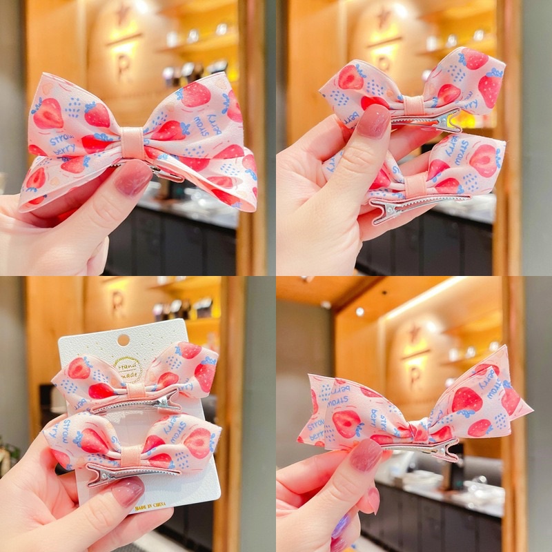 Kẹp tóc tiểu thư hình dâu dễ thương cho bé phong cách hàn quốc