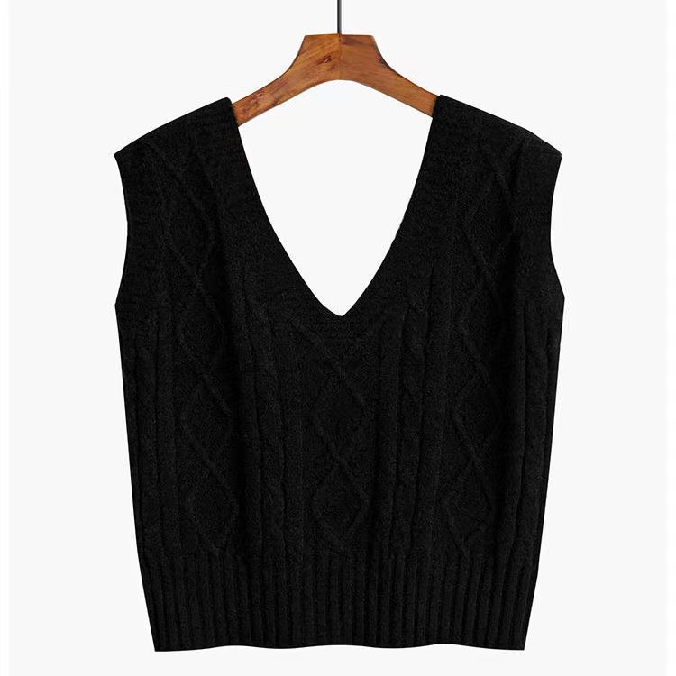Áo gile len răng sói họa tiết kẻ caro vintage áo không tay dáng xuông cá tính Kozoda GL1