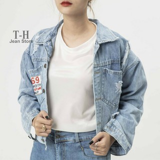 Áo khoác jean nữ xẻ sau 1969, áo khoác bò nữ cá tính năng động AKG13 RedDogshop1
