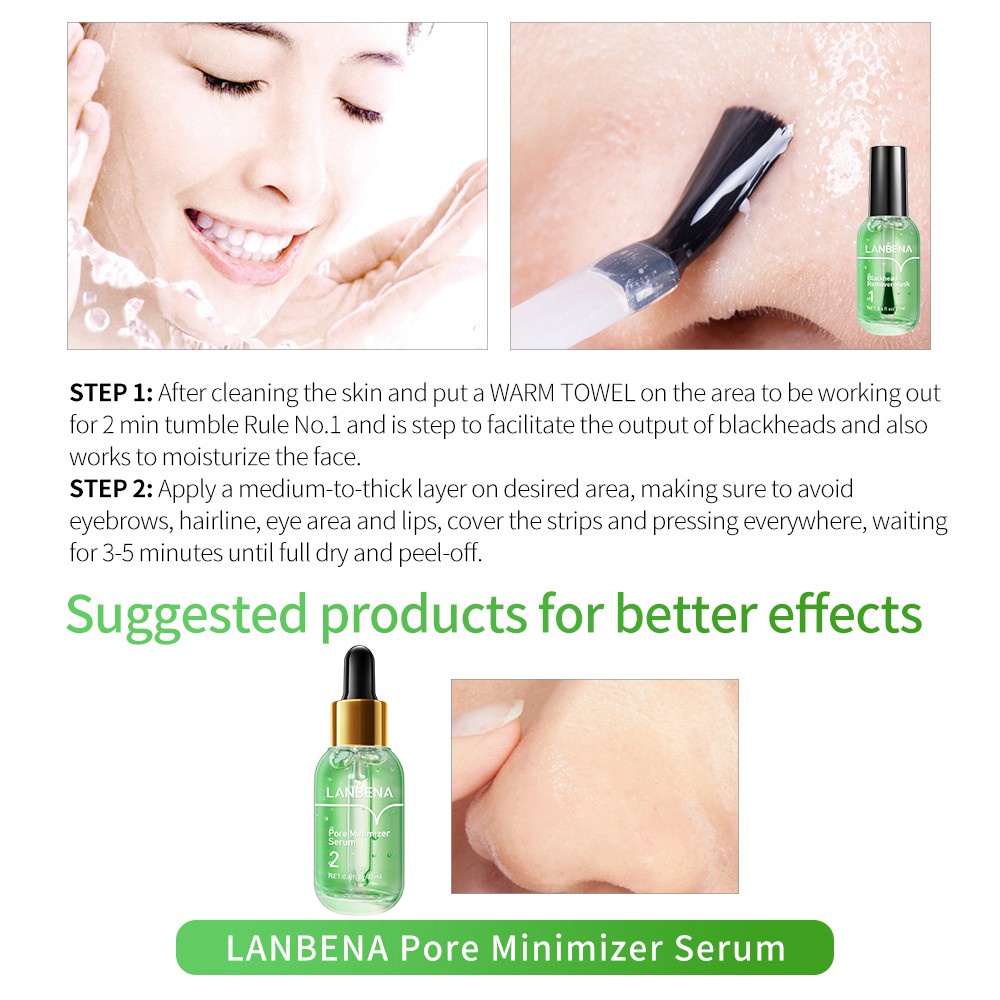 1 Mặt Nạ Lột Mụn Đầu Đen / Se Khít Lỗ Chân Lông Làm Sạch Sâu LANBENA 17ml