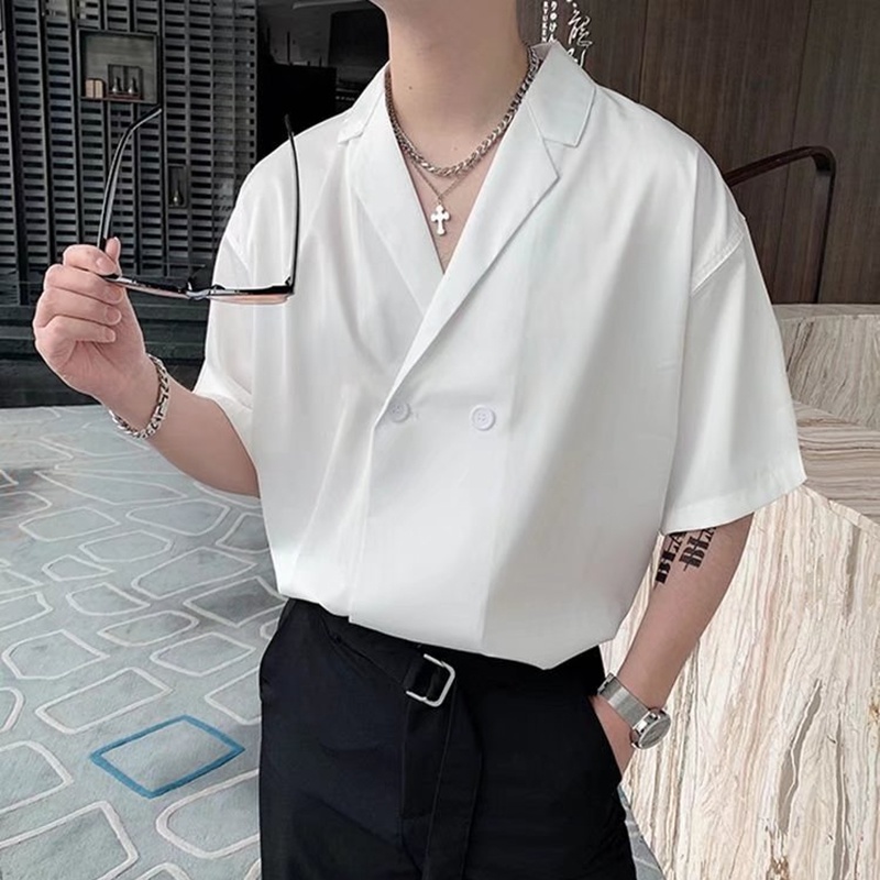 Áo Sơ Mi Tay Ngắn Dáng Rộng Phong Cách Hàn Quốc Thời Trang Cao Cấp Cho Nam Size M-2XL
