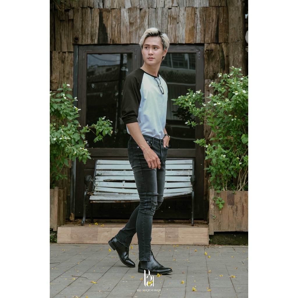 Giày Da Chelsea Boot Giày Tây Nam B21 Cổ Cao Đế Cao Su Cao Cấp Giày Da Bò Tăng Chiều Cao Trẻ Trung Thanh Lịch Full Box